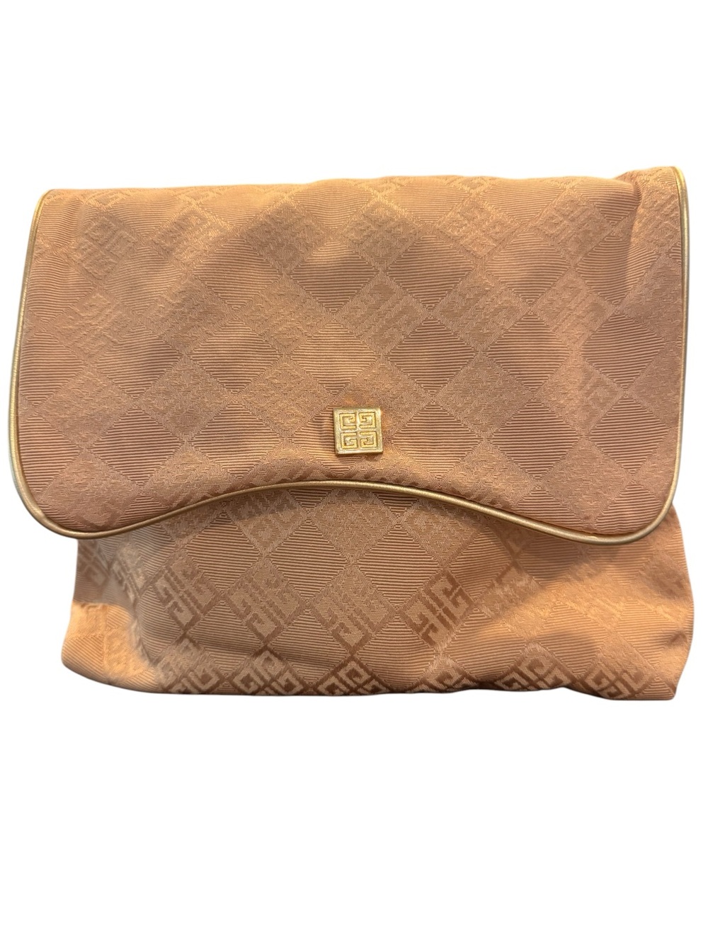 Vintage “Organza de Givenchy" monogram gold cosmetic pouch bag.